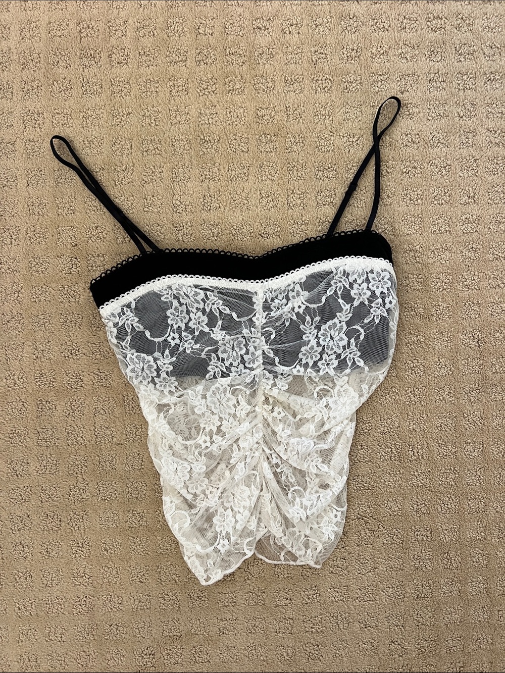 Black & White Lace Camisole Top